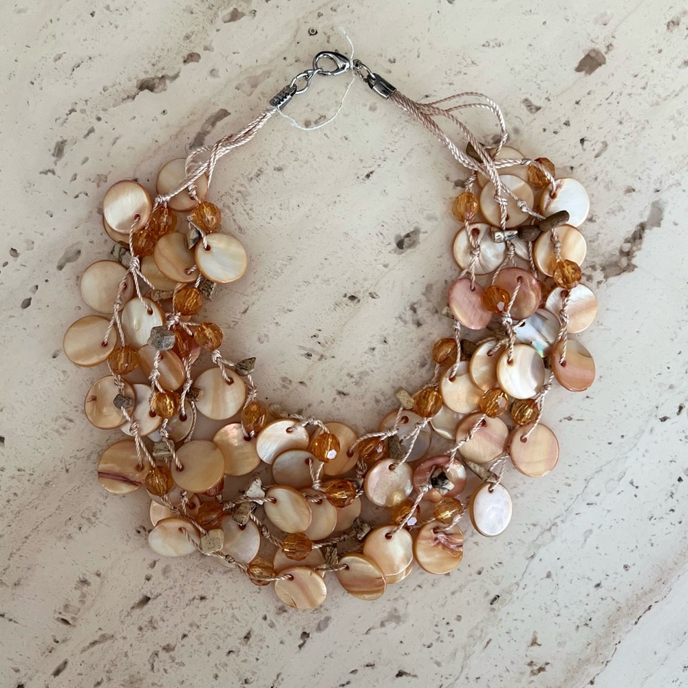 Macy's Cream and Tan Shell Necklace